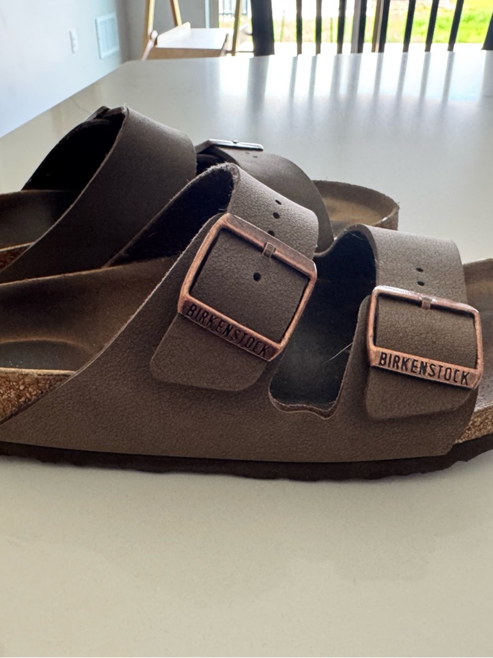 Birkenstock Arizona Sandal in Brown with Copper Buckles & Care Kit Included - Picture 2 of 4